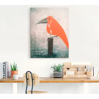 Wandbild ARTLAND "Der Rote Vogel" Bilder Gr. B/H: 45 cm x 60 cm, Leinwandbild Vögel, 1 St., rot Kunstdrucke als Leinwandbild, Poster in verschied. Größen
