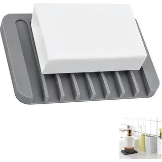 Weiche Silikon-seifenschale, Praktisch Für Bad Und Küche, Rutschfestes Design Mit Natürlichem Wasserablauf, Ideal Für Seife, Schwämme Und Kleine Gegenstände (grau)