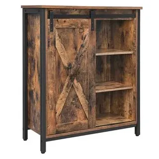 Vasagle Sideboard LSC88BX, aus Holz, vintage braun, mit 1 Schiebetür und 3 Regalfächern, (B/H/T) 70 x 80 x 30 cm