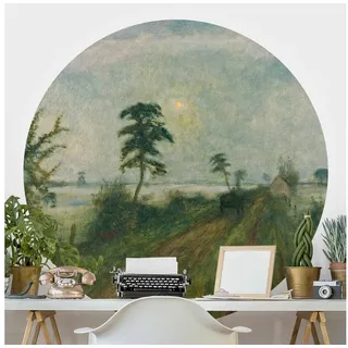 Bilderdepot24 Vliestapete rund Otto Modersohn Abendstimmung Moor, Glatt, Matt, (Vliestapete selbstklebend), Wohnzimmer Schlafzimmer Küche Wandtattoo Motivtapete Klebe Wandtapete grün 225 m x 225 m