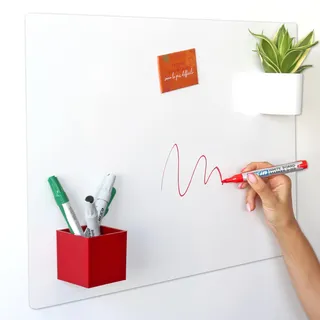 KalaMitica - Magnetische Wandtafel aus Stahl, Büro-Pinnwand für Magnete - Whiteboard beschreibbar 56 x 38 cm - Glänzend Weiß