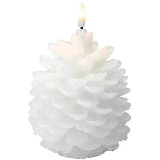 LED Motiv Wachs Kerze weiß 16 cm - Tannenzapfen - Weihnachts Deko Batterie Timer