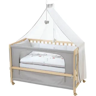 roba Room Bed Beistellbett natur inkl. Komplettset jumbo twins grau