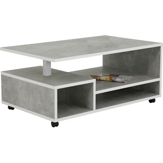 Couchtisch HELA Tische grau (betonoptik) Couchtisch Eckige Couchtische eckig Tisch auf Rollen, industrial Design