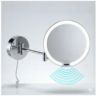 Libaro Kosmetikspiegel mit Sensor + Dimmer LED 7-fach Vergößerung VITTORA Schminkspiegel, Vergrößerungsspiegel 7x Bewegungssensor Wandmontage weißes Kabel Licht