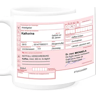 Rezept Kaffeebecher Tasse für Arbeit Büro personalisiert für Kollegin beste Freundin Lustiger Spruch Tasse Arzt Arbeitskollegin Geschenk