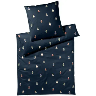 ELEGANTE Teddy Bear Tiere Satin Blau 135 x 200 cm + 80 x 80 cm