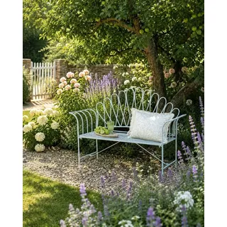 Chic Antique Gartenbank Vintage Jardin Metall Himmelblau faltbar blau