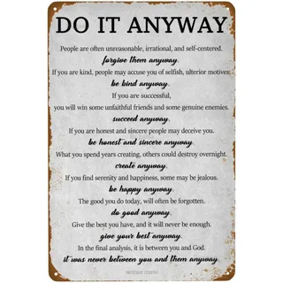 Bugana Do It Anyway inspirierende, motivierende Zitate, Vintage-Metallschild, Wandkunst-Dekor, Retro-Poster, Blechschilder für Männerhöhle, Bar, Garage, Auto, Zimmer, Straßen, 20,3 x 30,5 cm