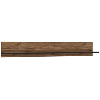 Newroom Wandboard Eiche Schwarz 180 cm, Wandboard Eiche und Schwarz Modern Wandregal Bücherregal beige|schwarz