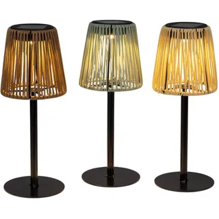 formano 3er Set Solar LED Gartenlampe Rattan Optik Solarleuchten Außen Outdoor Gartenlicht Balkon Terrasse Tischlampe Garten Deko mit warmweißem Licht, Metall & Rattanlook, Höhe 32 cm