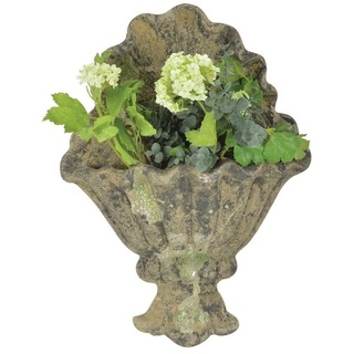 Linoows Pflanzkübel Pflanzschale, Wandpflanzschale Barock Pflanzschale, Wandpflanzer aus bemooster Keramik grün