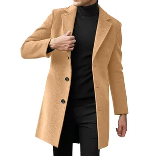Wintermantel Herren Herrenmantel Long Mantel Winter Wollmantel Slim Fit Trenchcoat Vintage Coat Men MäNner MäNtel ÜBergangsmante