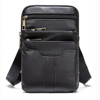 Handy Schultertasche Herren Kleine Leder, Handytasche Gürtel für Handy | Umhängetasche Leder Beutel Bügel Männer Gürteltasche Handy Holster Hüfttaschen Gürtelclip Handtaschen mit Gürtelschlaufe