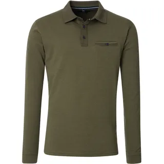 CasaModa Polo-Shirt Langarm gestreift grün 3XL