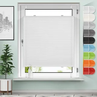 Sanfree Plissee Klemmfix ohne Bohren Weiß B90 x H120cm | Blickdicht und lichtdurchlässig Jalousie Faltrollo Sichtschutz und Sonnenschutz Rollo für Fenster & Tür