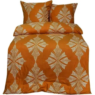 COFI 1453 Bettwäsche 2tlg. Fleece Bettwäsche 135 x 200 cm mit Reißverschluss orange