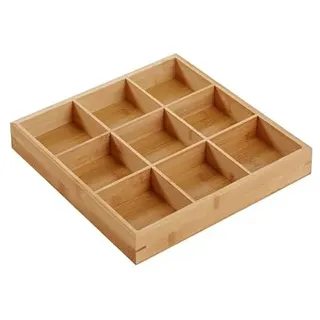 Geteiltes Holztablett, Holzschubladen-Organizer, Serviertablett mit Mehreren Fächern, Geteilter Servierteller aus Holz, Geteiltes Tablett für Kunst- und Bastelbedarf, Schreibwaren, Kleine(9 Fächer)