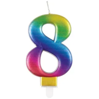 Unique Industries Inc. Geburtstagskerze Zahlenkerze Regenbogen #8