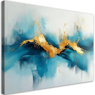 LEINWANDBILD Abstraktes Türkis mit Gold 60x40cm