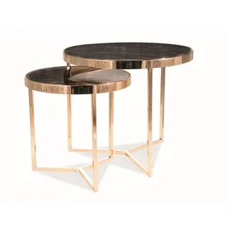 Feldmann-Wohnen Couchtisch Delia, 2er-Set 45x45cm 60x60cm Marmor Gold goldfarben