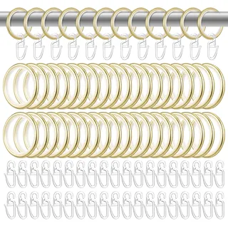 PRETYZOOM 50 Stück Metall Gardinenringe mit Haken, Gold