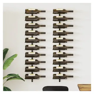 furnicato Weinregal Wand-24 x 9 x 120 cm Schwarz, pulverbeschichtetes Metall, 1-tlg., Flaschenhalter für 20 Flaschen inklusive Montagematerial für Wohnraum schwarz 24 cm x 120 cm x 9 cm