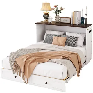 Odikalo Schrankbett Doppelbett Schubladen Bettende Regal Umbaubares Plattformbett 140x200