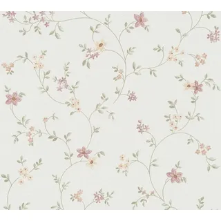 A.S. Création Blumentapete selbstklebend - Tapete Landhaus Stil - Blümchentapete rosa creme - Tapete mit Blumen - 0,52 x 2,5m - Made in Germany