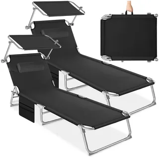 Tectake Sonnenliege 190 x 68 x 28 cm Schwarz