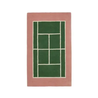 OYOY Mini - Tennis Teppich, 150 x 88 cm, grün / rose