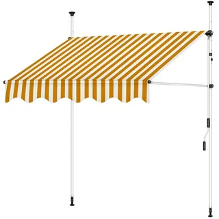Melko Klemmmarkise Markise Balkon ohne Bohren 250x120 cm Weiß Orange