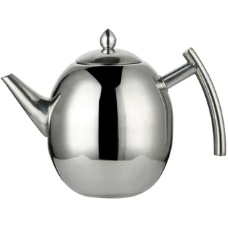 Anawakia Teekanne Seidenmatte Edelstahl mit Sieb, Oliven-Kaffeekanne Teekanne, Teekanne kaffeekanne mit Filter (Silber,1L)