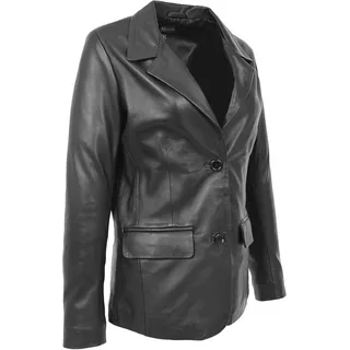 Alana Damen-Blazer, klassisch, Leder, Schwarz Gr. 36, Schwarz - 36