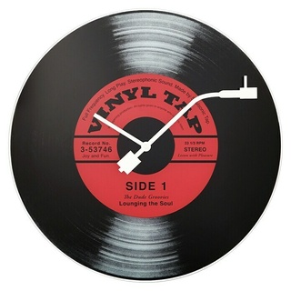 Wanduhr rund Vinyl Tab  (Schwarz/Rot/Weiß, Durchmesser: 43 cm)