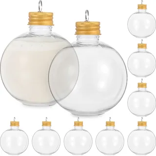 10st Wiederverwendbar Weihnachtskugelflasche Durchsichtiges Bonbonglas Aus Plastikkugel Leere Flaschen Für Getränke Befüllbare Weihnachtskugeln Birnenförmig Haushalt Das Haustier Geschenkbox Reisen