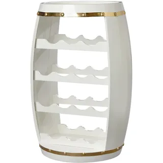 riess-ambiente.de Design Weinfass Bodega White 65cm weiß Gold Pinie Flaschenregal 14 Flaschen, Nachttischlampe, Dekolampe, Wohnzimmerlampe