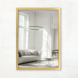 CLAMARO Vision Wandspiegel 80x100 cm Gold mit Rahmen, 300+ Größen wählbar, Echtglas-Spiegel im Hoch- & Querformat montierbar - handgefertigt in Deutschland