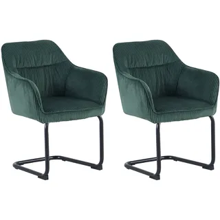 byLIVING Freischwinger ELBA Grob-Cord dunkelgrün/ schwarz 2er Set