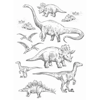 Estahome Wandtattoo Dinosaurier Schwarz-Weiß 47,5 cm x 66 cm 156105