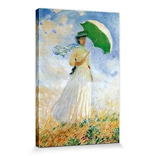 1art1 Claude Monet Poster Frau Mit Sonnenschirm, 1886 Bilder Leinwand-Bild Auf Keilrahmen | XXL-Wandbild Poster Kunstdruck Als Leinwandbild 30x20 cm