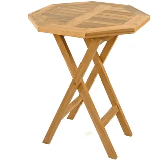 Divero klappbarer Gartentisch Nizza aus Teak Holz, behandelt – wetterfest – Ø 60 cm – Farbe: Natur-Braun