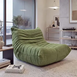 Sessel MCW-R34, Loungesessel Relaxsessel Polstersessel Cocktailsessel Stoff/Textil Cord (300 g/m2) grün - Grün
