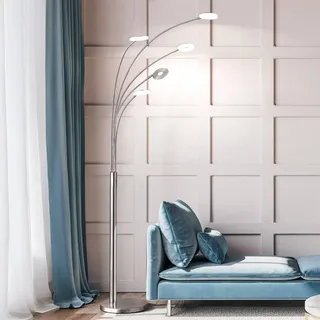 FISCHER & HONSEL LED Stehlampe Dent, dimmbar, alu / grau / zink, für Wohn- / Esszimmer, Metall, Modern, LED Stehlampe - 100 cm - 79 cm - 225 cm