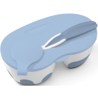 BabyOno Be Active Two-chamber Bowl with Spoon Geschirrset für Babys Blue