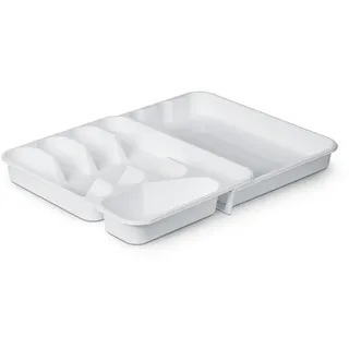 Pro Home Besteckkasten ausziehbar 33,5 x 26 bis 46 x 4,5 cm Kunststoff Weiß