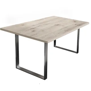 Mäusbacher Steel Esstisch Holzwerkstoff mit Stahlfuß-Untergestell - Silber