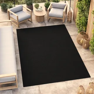 TAPISO Mono Teppich Kurzflor Schwarz Einfarbig Indoor Outdoor Wohnzimmer Schlafzimmer Kinderzimmer UV-beständig Modern Design ÖKO-TEX 300 x 400 cm
