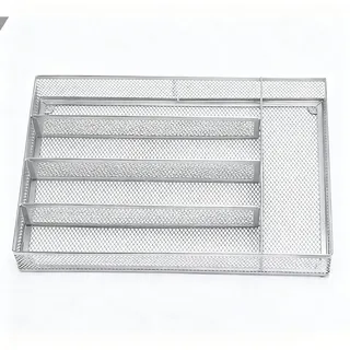 Tnfeeon Besteck-Organizer, Utensilien-Schubladen-Organizer aus Karbonstahl, Besteckkasten, Besteck-Besteck-Aufbewahrungsteiler für Küche, Schlafzimmer, Wohnzimmer, Maschendraht, 31,8 X (SILVER)