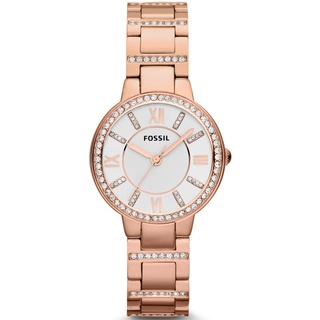 Quarzuhr FOSSIL "VIRGINIA, ES3284" Armbanduhren rosegold (roségoldfarben) Damen Quarzuhren